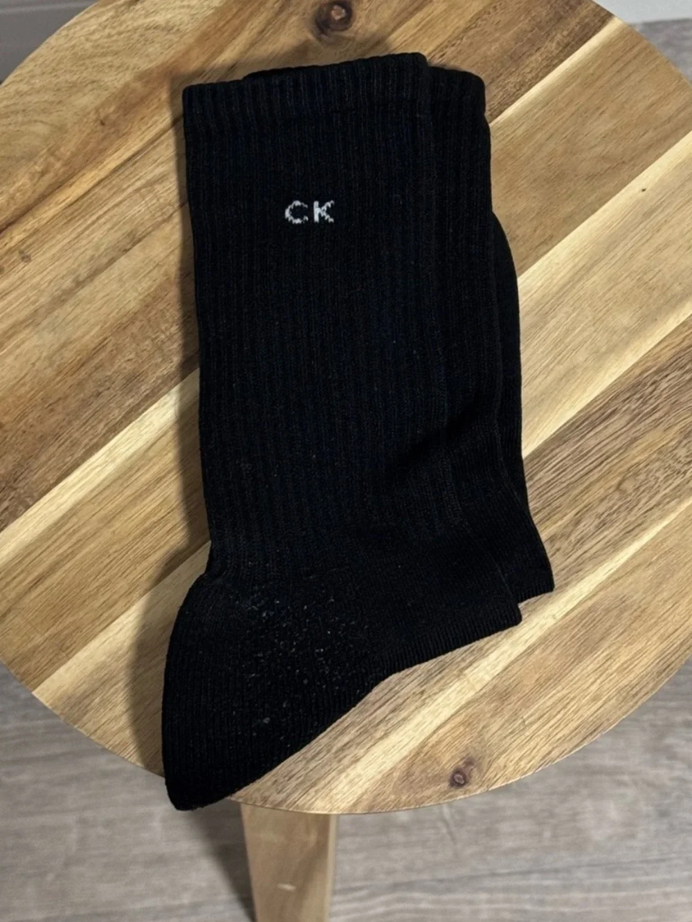 Calvin Klein Black Crew Socks Unisex CK Logo Soft Cotton Blend OSFM
